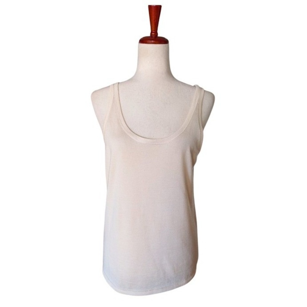 Ralph Lauren Cream Cashmere Silk Knit Scoop Neck Tank Top Large Womens - Picture 1 of 9